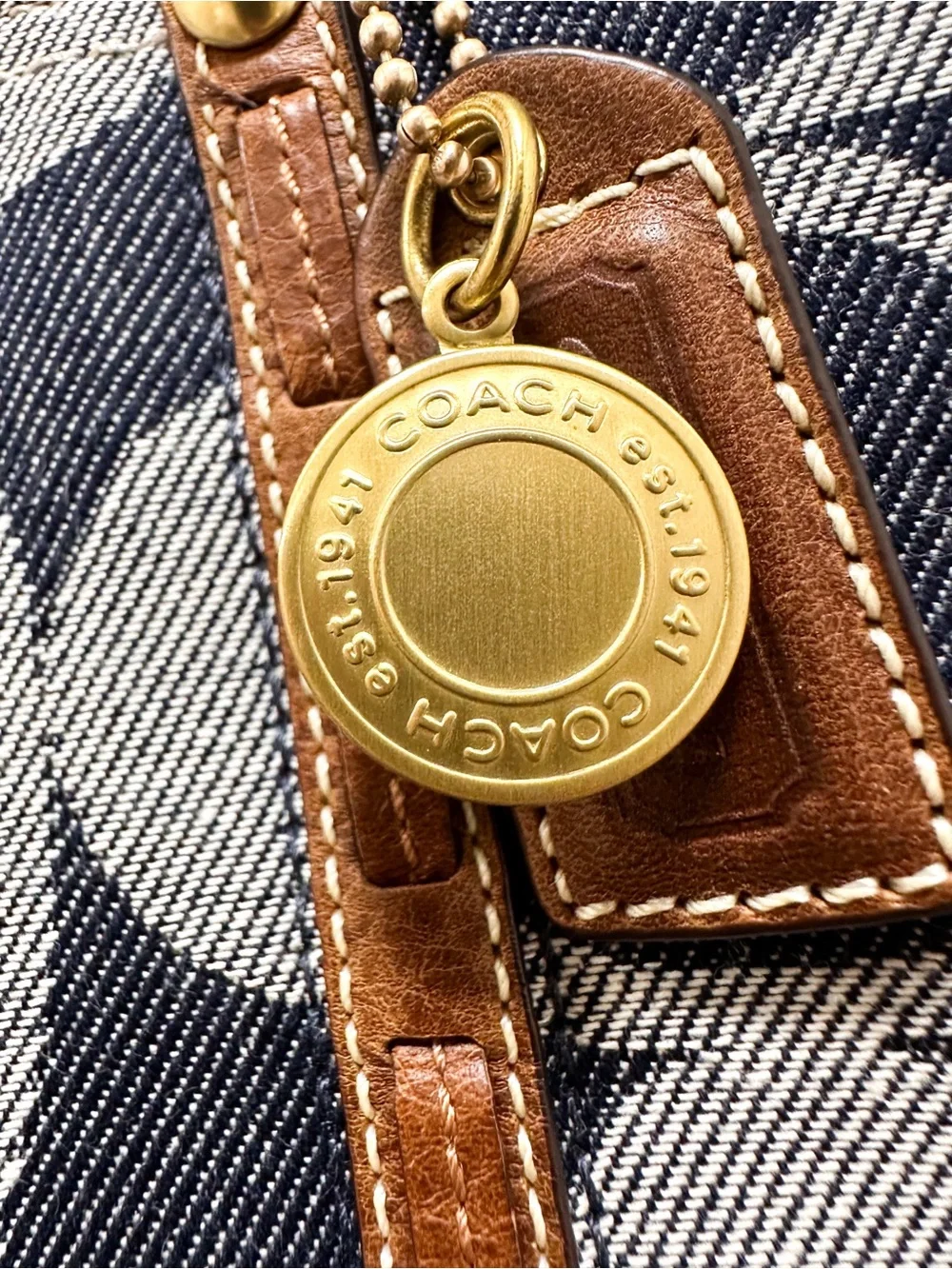 Coach Signature Denim Legacy Heritage Stripe Tote Y2K